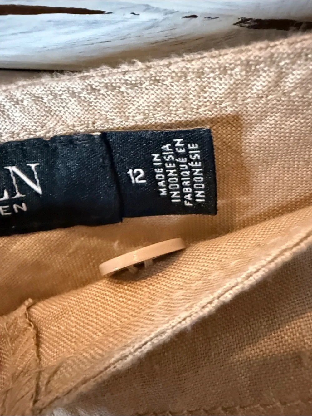 Ralph Lauren High Waist Linen Blend Shorts in Tan